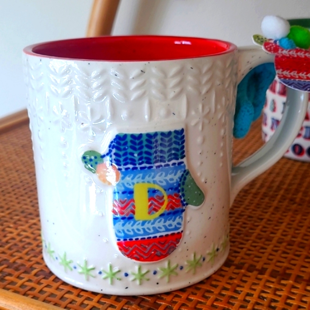 Anthropologie Holiday Personalized 'D' Mug